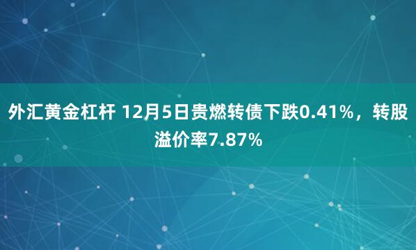 外汇黄金杠杆 12月5日贵燃转债下跌0.41%，转股溢价率7.87%