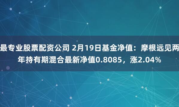 最专业股票配资公司 2月19日基金净值：摩根远见两年持有期混合最新净值0.8085，涨2.04%